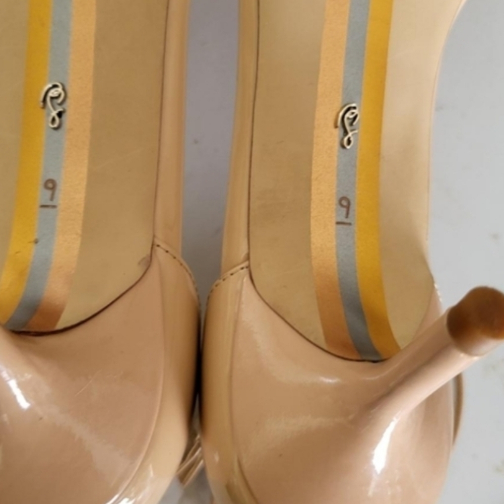 Sam Edelman Kitten Heel Beige Blush Tan Peonie Square Toe High Heel Shoe Women 9 - Picture 8 of 11